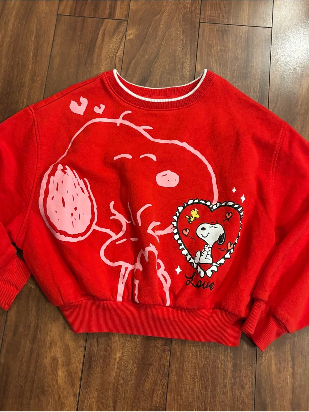 Red Snoopy Heart Graphic girls Sweatshirt